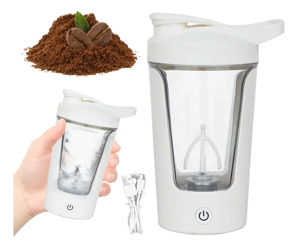 Copo de mistura de proteína elétrica branca para esportes e fitness