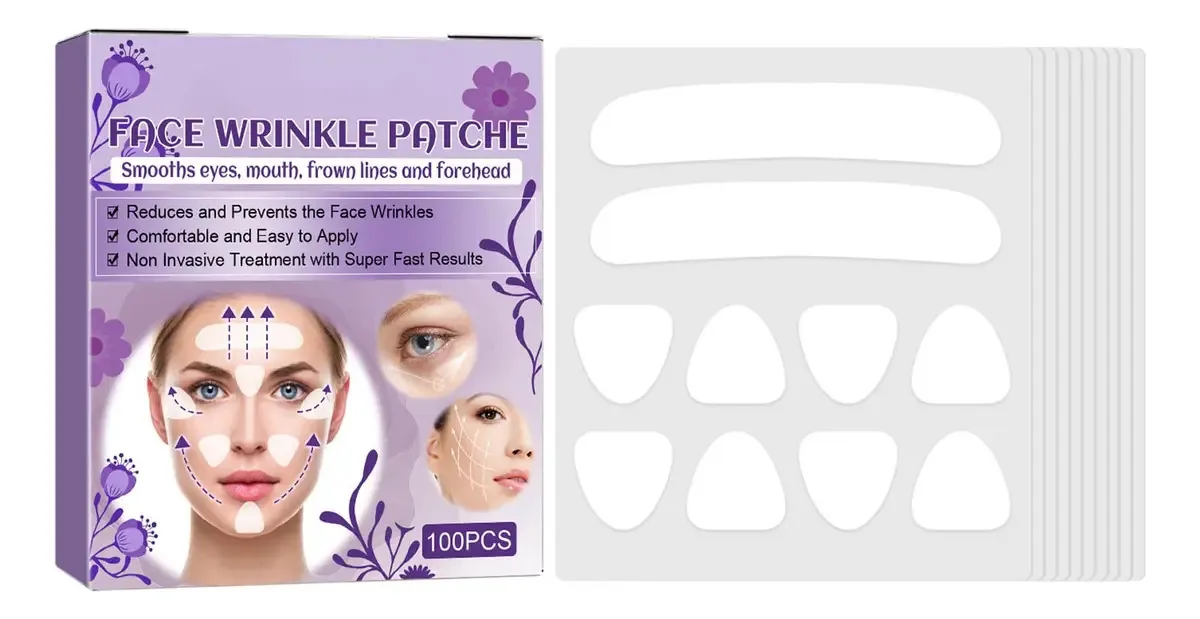 Sritob 5 Pcs Adesivos Faciais para Rugas | Conjunto de 100 Adesivos Faciais, Adesivos para Rugas na Testa, Adesivos Antirrugas para Reduzir Rugas no Pescoço, Olhos e Testa nos Cantos