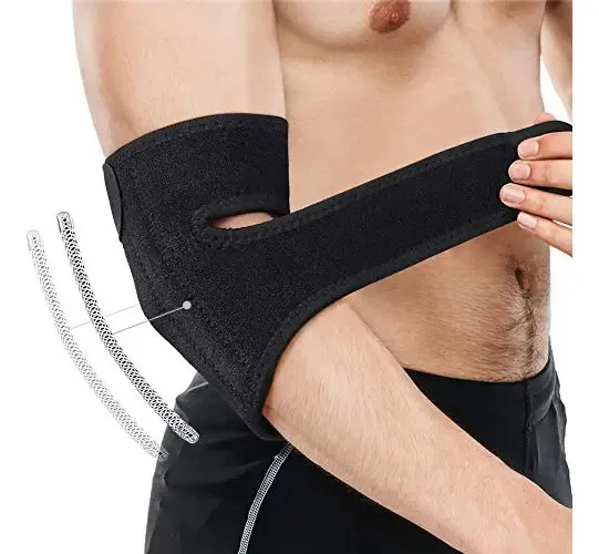 Cotoveleiras de ginástica ajustáveis com molas para tendinite, cor preta
