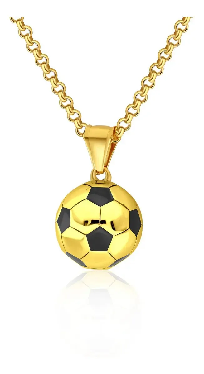 Coleira masculina de aço inoxidável, coleiras de futebol dourado e tênis, cor de futebol dourado