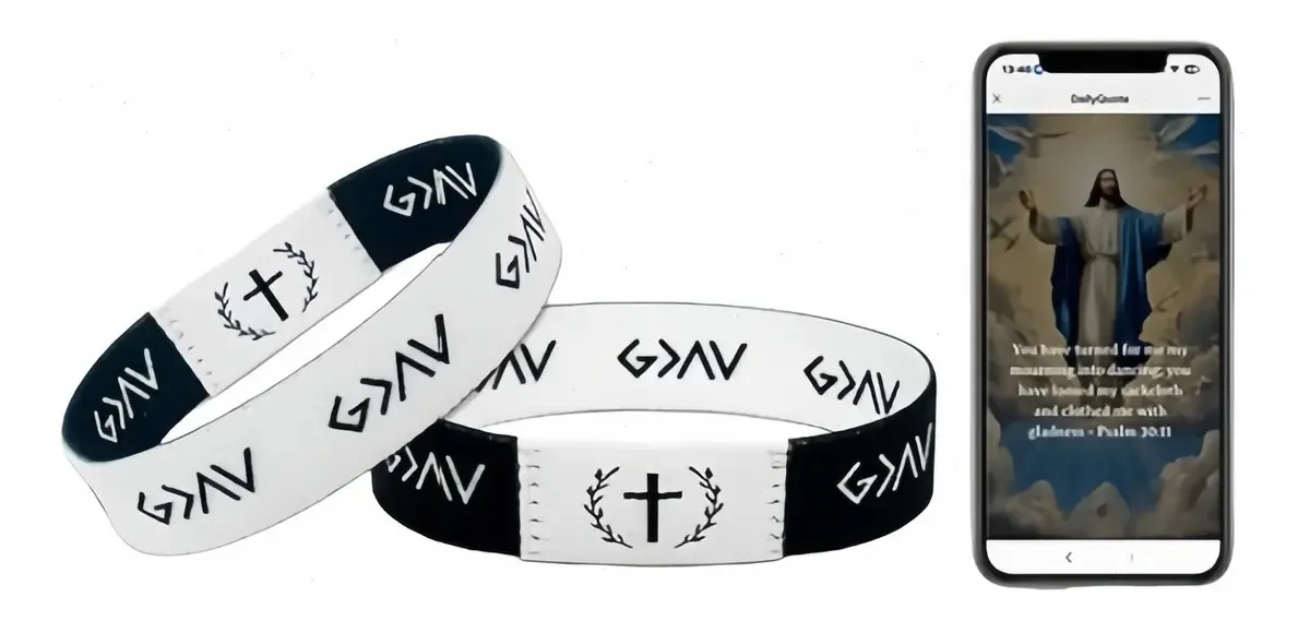 2 pulseiras NFC, pulseiras Christian Daily Bible em preto