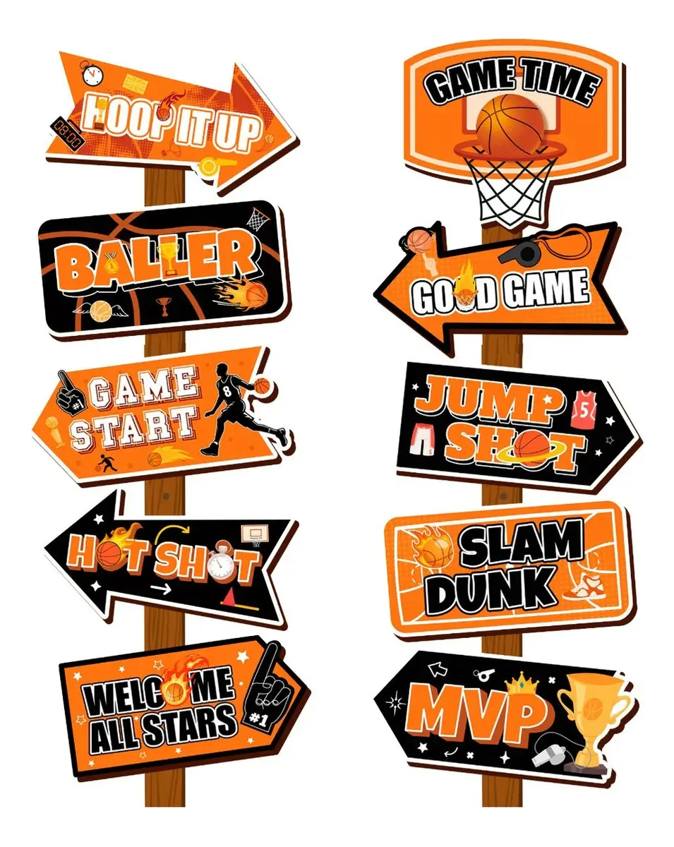 Conjunto de 20 pôsteres decorativos de flechas - Basketball Party