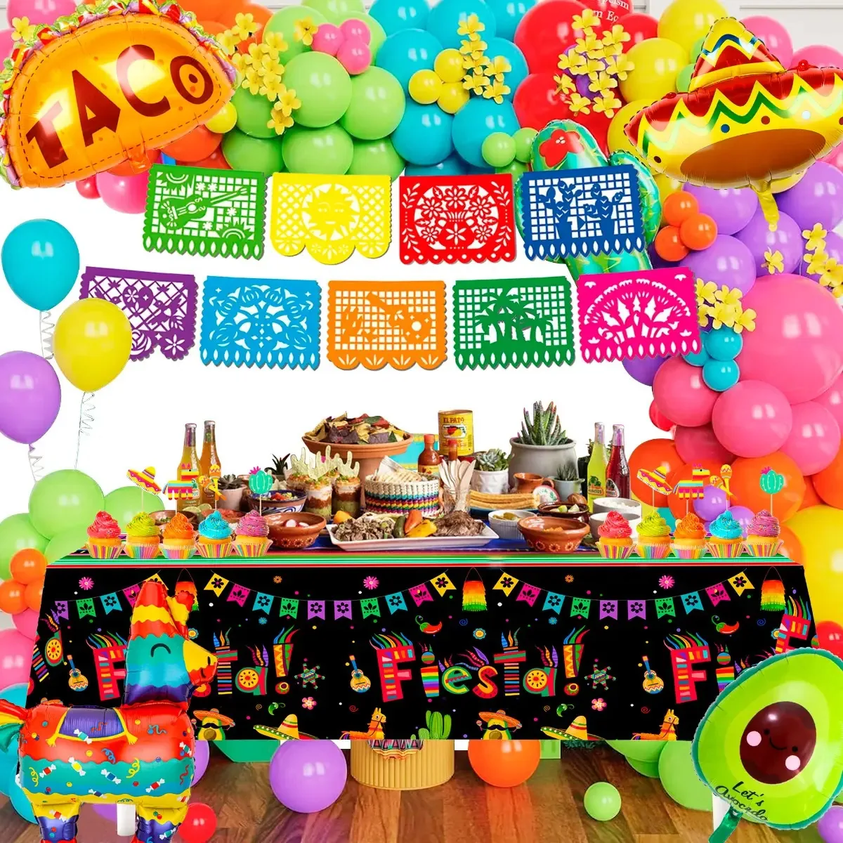 Conjunto de decoração de festa de carnaval sem talheres