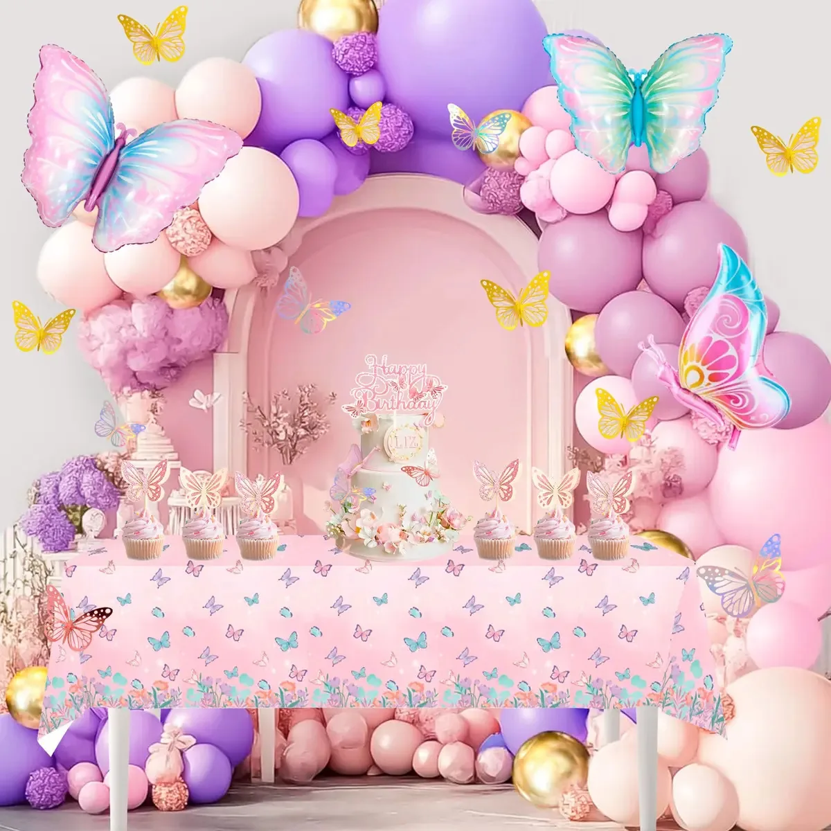 106 peças de decorações de borboleta para festas de aniversário