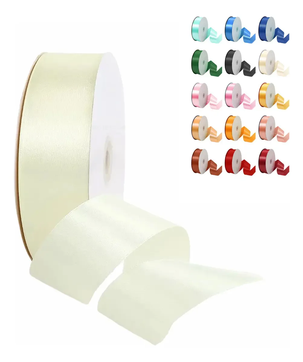 Largura do rolo de fita de cetim 4 cm 91 metros, fita de cetim, fita de cetim, fita e rolo de fita para decoração, fita decorativa ideal para festas, casamentos, aniversários e Natal. Esbranquiçada