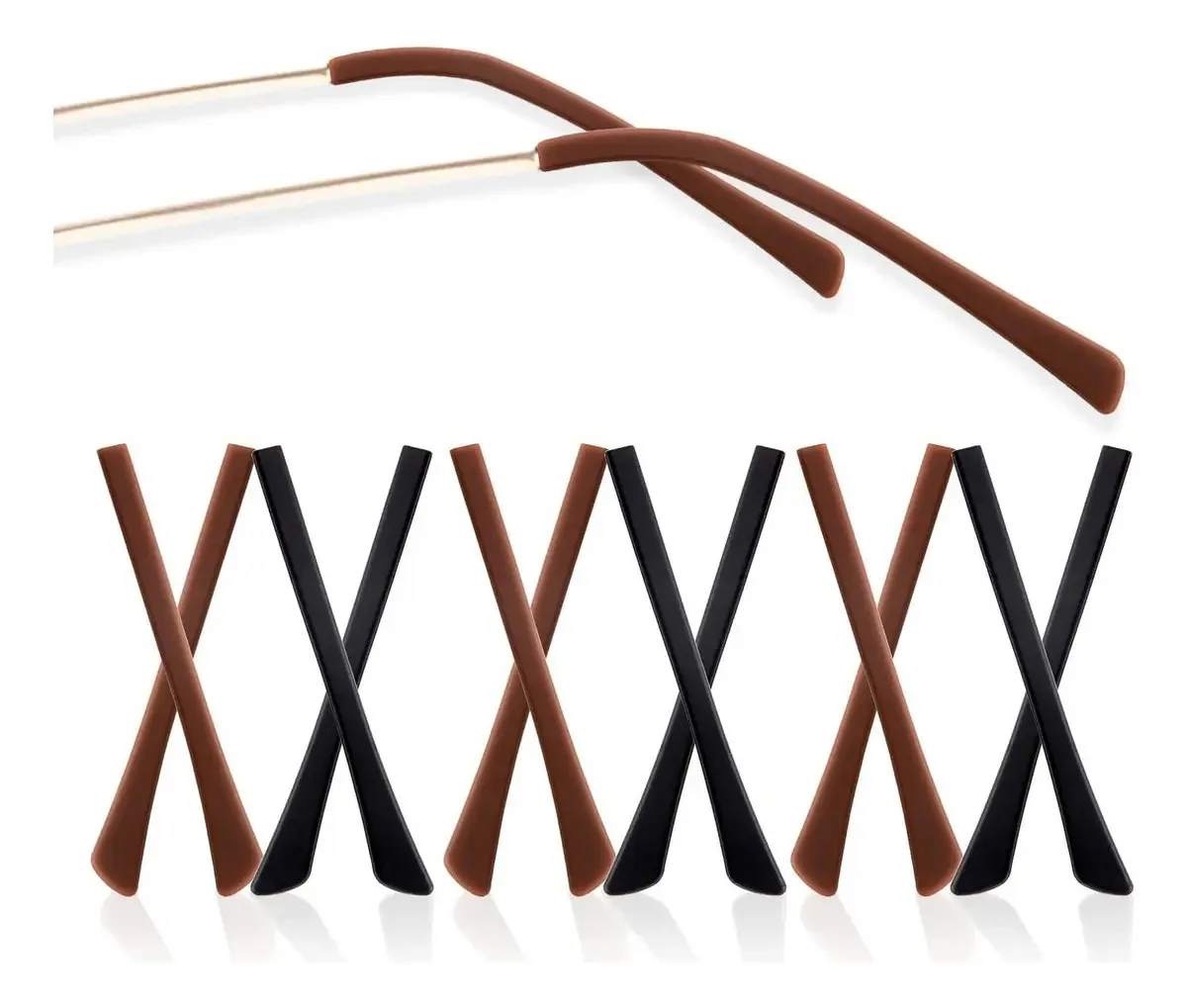 Pontas finais para lentes, 12 pares de meias antiderrapantes de silicone, mangas tubulares, pontas de reposição macias, somente para pernas de óculos de sol de arame fino e