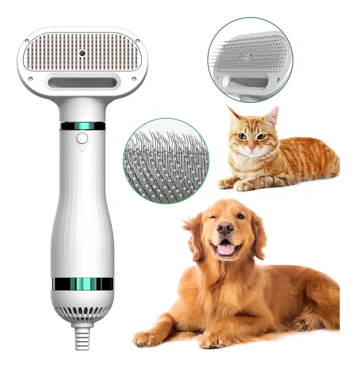 Secador de cabelo para cães e gatos com escova 2 Temperature