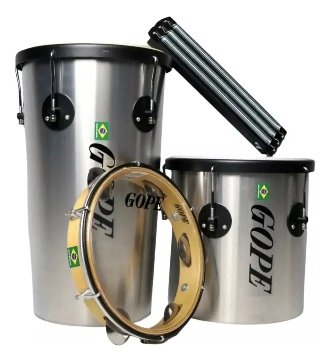 Kit Set Gope Resenha Pandeiro Rebolo Reco Repique Pagode Prata