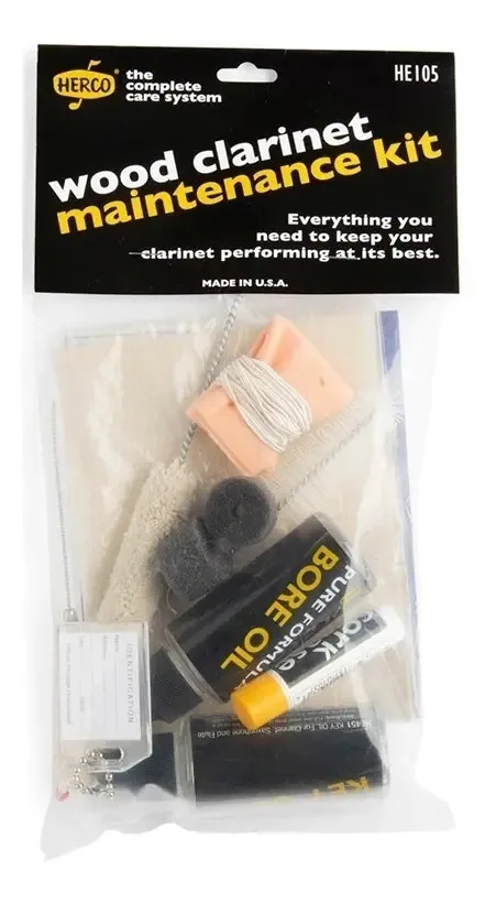 Kit de limpeza e manutenção de clarinete de madeira Herco He105