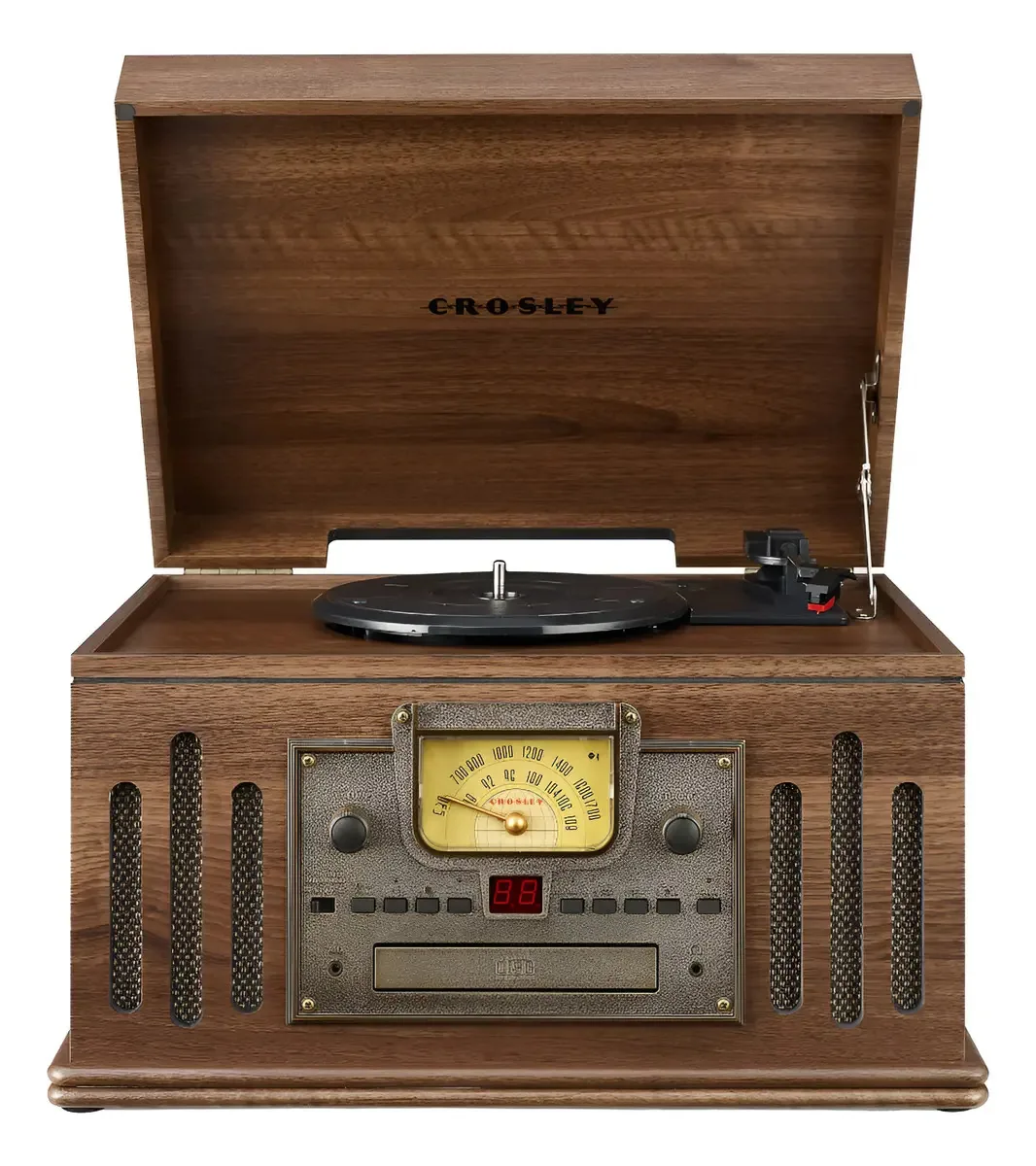 Crosley CR704b-WA - Toca-discos de 3 velocidades com rádio,. Cor: Noz