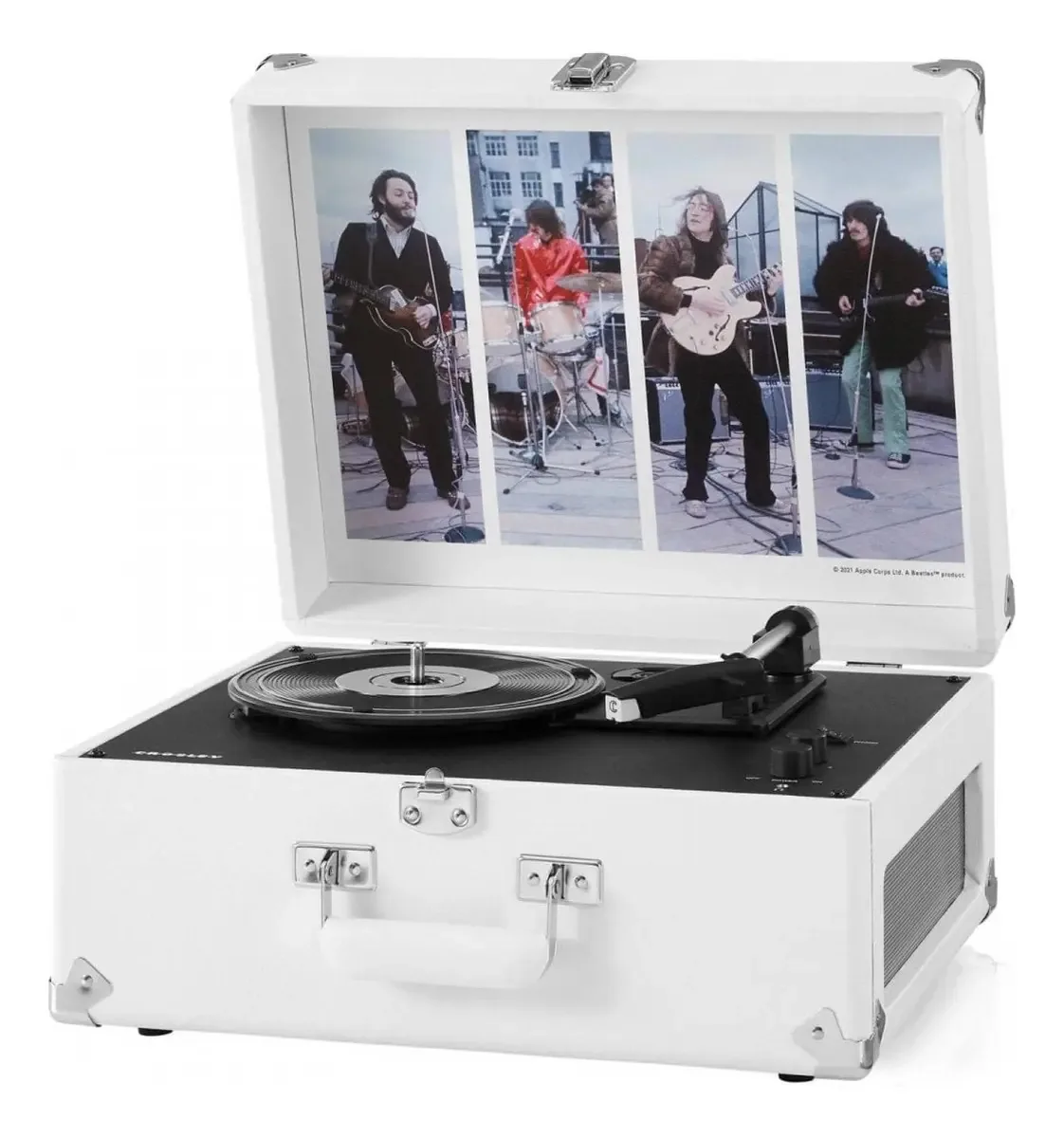 Crosley The Beatles Let It Be Anthology - Toca-discos Portátil - Toca-discos Bluetooth de PVC, Toca-discos de Vinil de Mala com 3 Velocidades, Toca-discos para Discos de Vinil, Alto-falantes