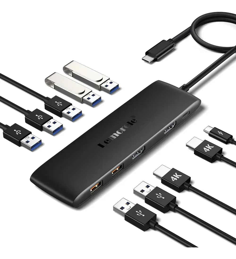 Lemorele Tc300 Usb Hub Usb C 4k Docking Station Type C Preto