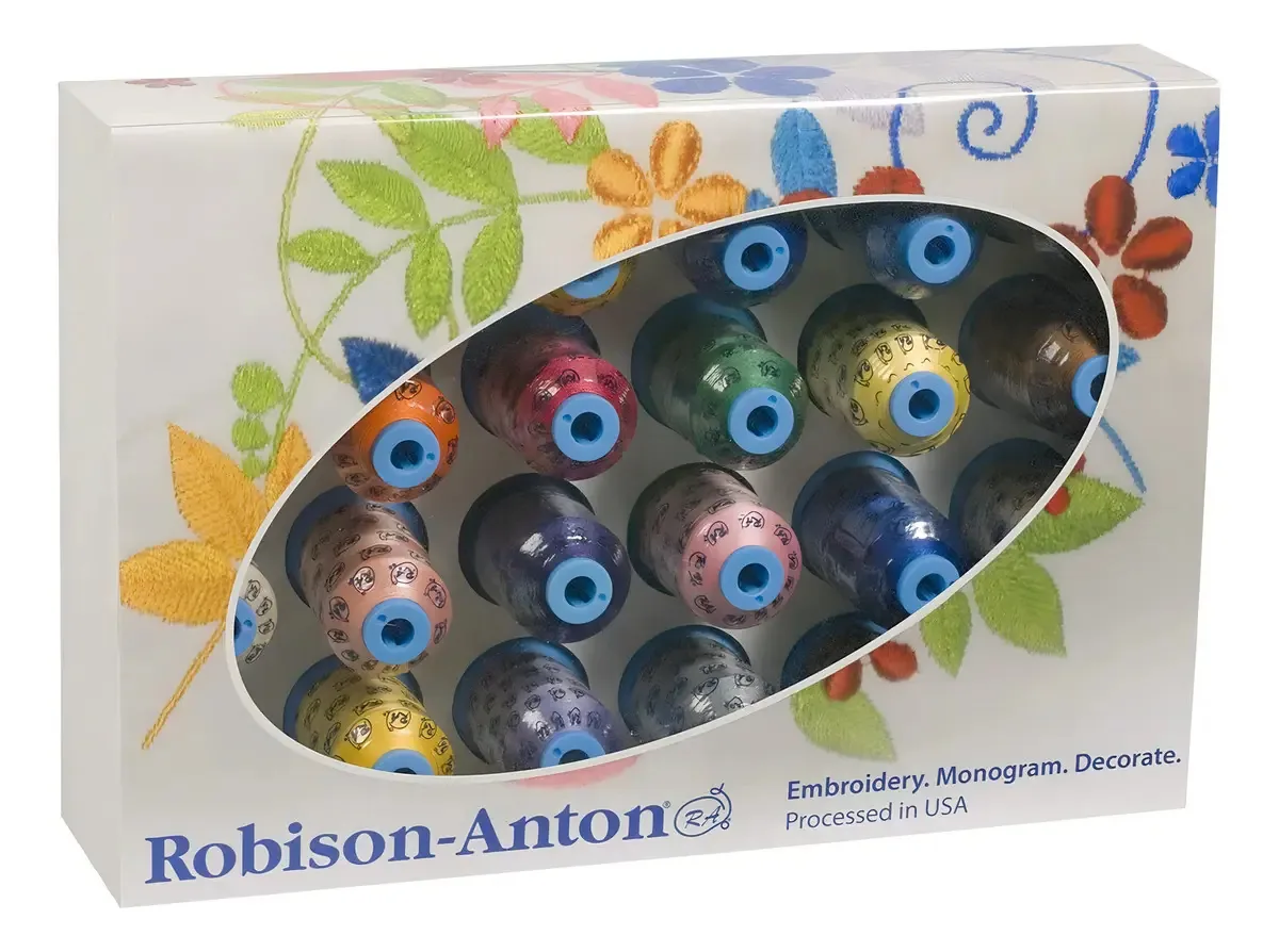 Top de fio bordado Robison-anton, 24 cores, poliéster