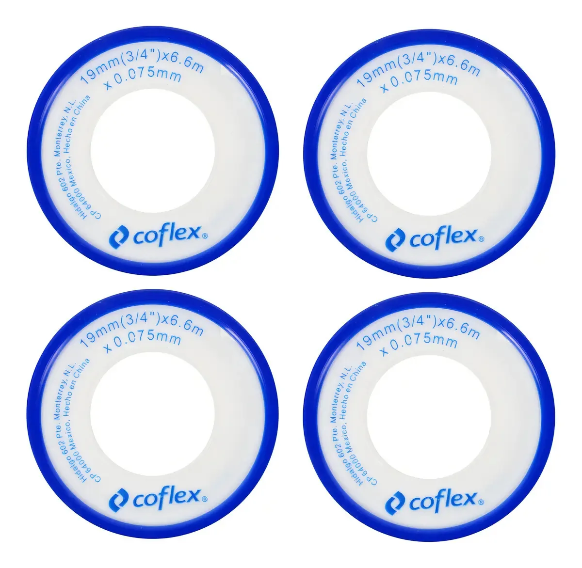 4 Fitas de teflon Selladora Coflex 19 mm (3/4) x 6,6 mm Roscas