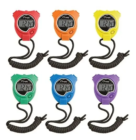 Champion Sports 910set - Conjunto de Cronômetro com Temporizador, Resistente à Água, Relógio Digital de Mão, com Tela Grande para Crianças ou Treinadores, 6 Unidades,