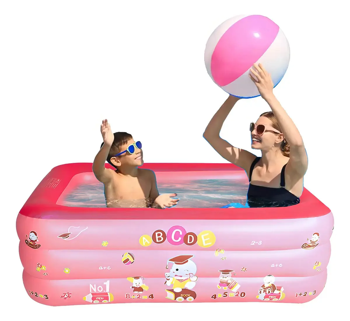 Piscina inflável grande para famílias infantis Ecomlab rosa