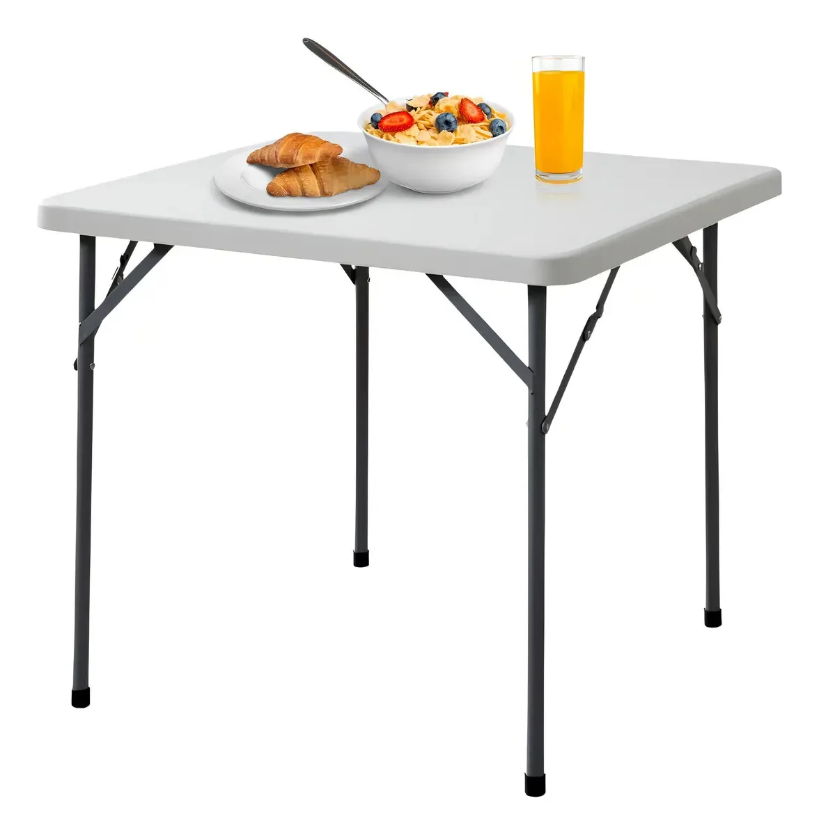 Mesa de plástico quadrada dobrável Ecomlab HP-84f, cor branca, jardim