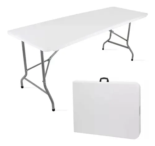 Mesa de portfólio dobrável Vanlig, 1,80 m, plástico, jardim, cor branca