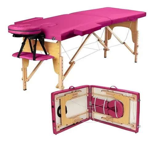Cama de massagem dobrável portátil de cor rosa, massageador de tatuagem de spa