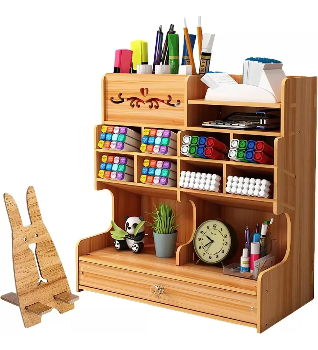 Organizador de mesa Pixelglam com compartimentos, canetas e lápis