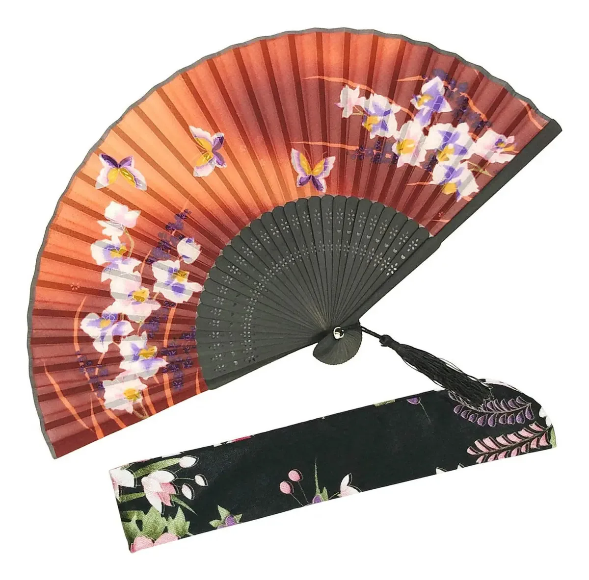 Ventiladores de seda dobráveis à mão Omytea® Lily Series