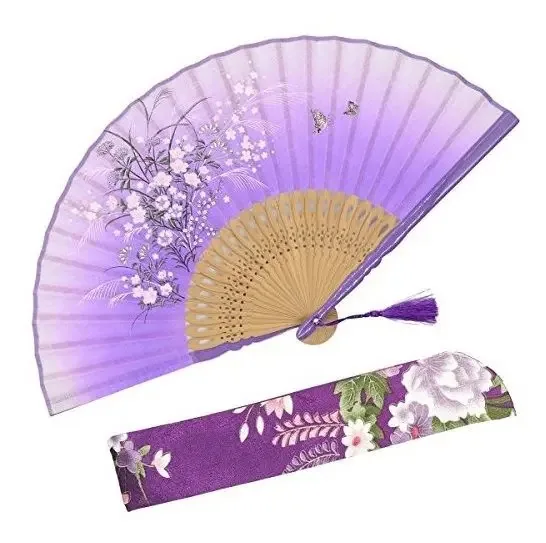 Ventiladores de mão dobráveis Omytea Grassflowers 8,27 (21 cm)