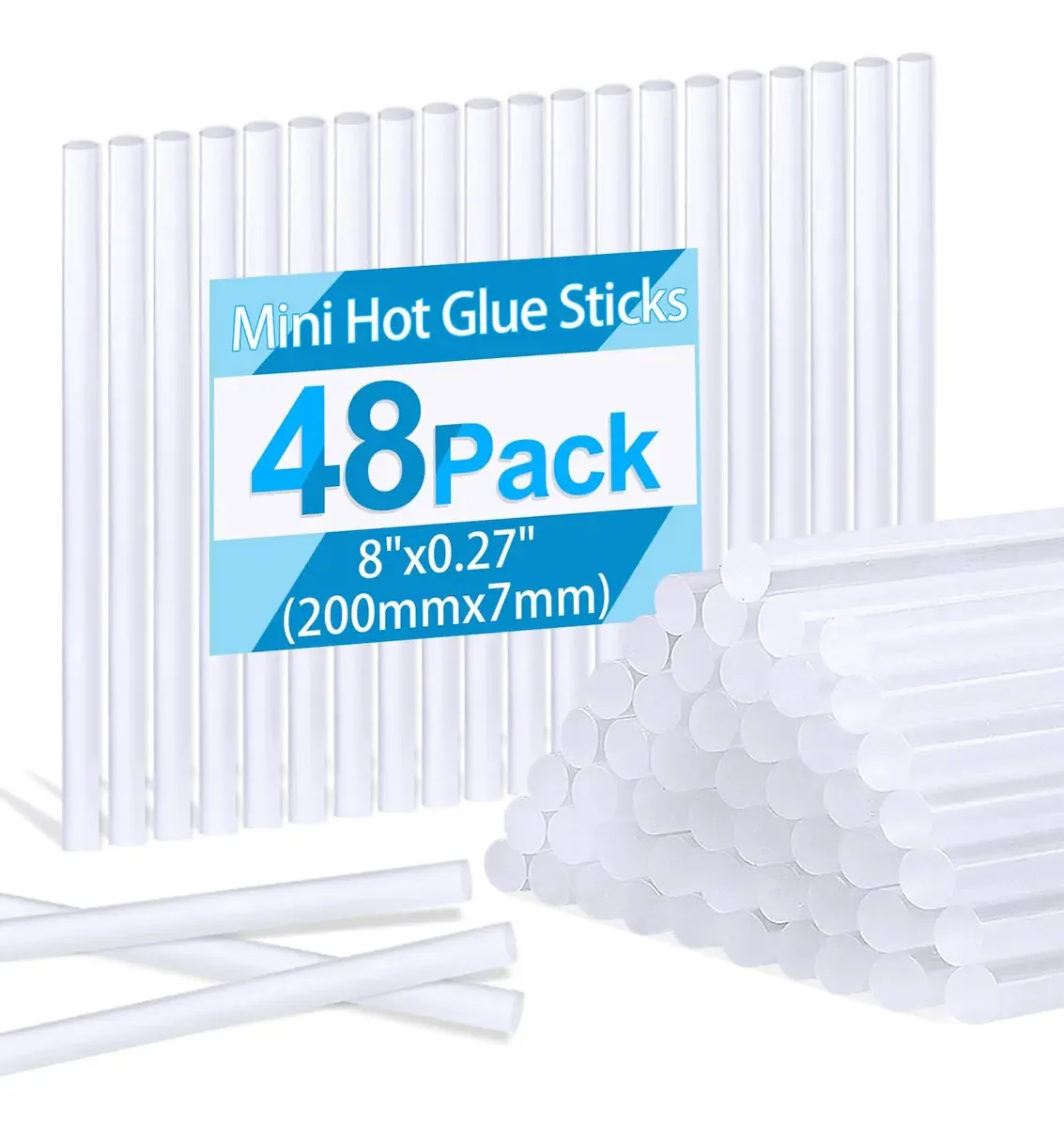 Pacote Phinus de 48 mini bastões de cola quente, 8 P. Cor clara