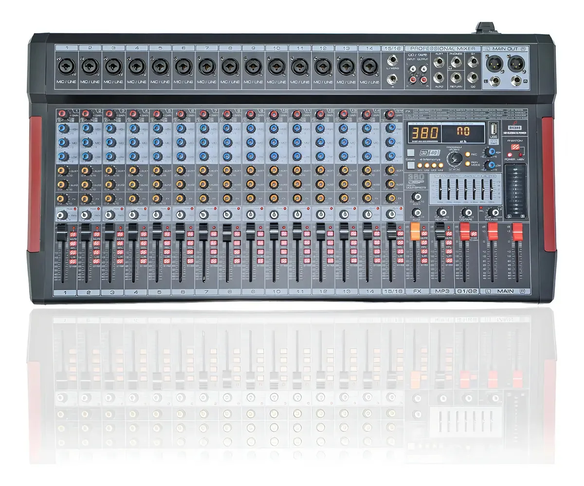 Mesa de Som Amplificada Arcano 16 Canais USB Bluetooth 1100W RMS