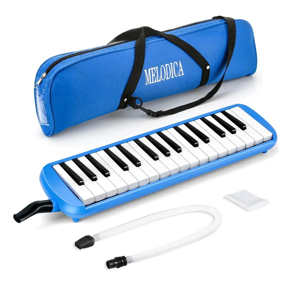 Estojo School Melodic de 32 teclas com capa de lona macia azul