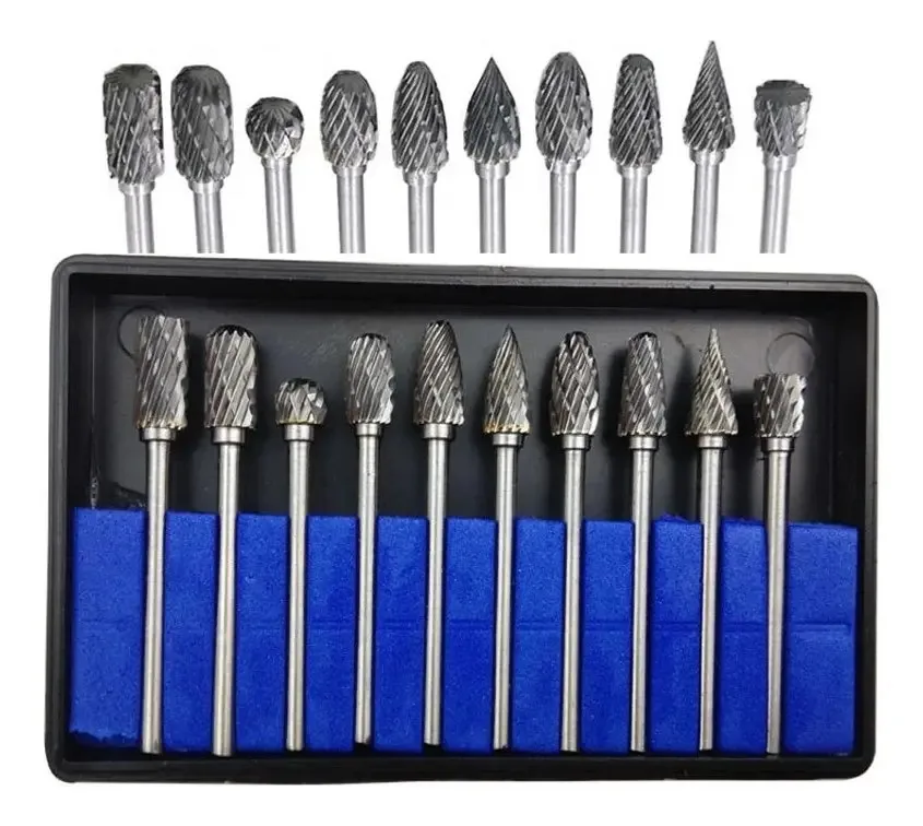 10 brocas e rebarbas rotativas de carboneto de tungstênio 6 × 3 mm