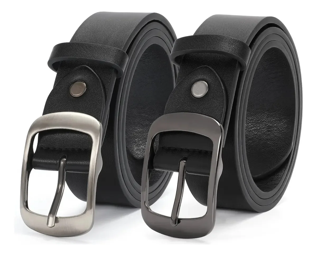 2 peças de cintos de couro, cinto elegante feminino, acessórios de moda, cor preto-marrom, tamanho 130
