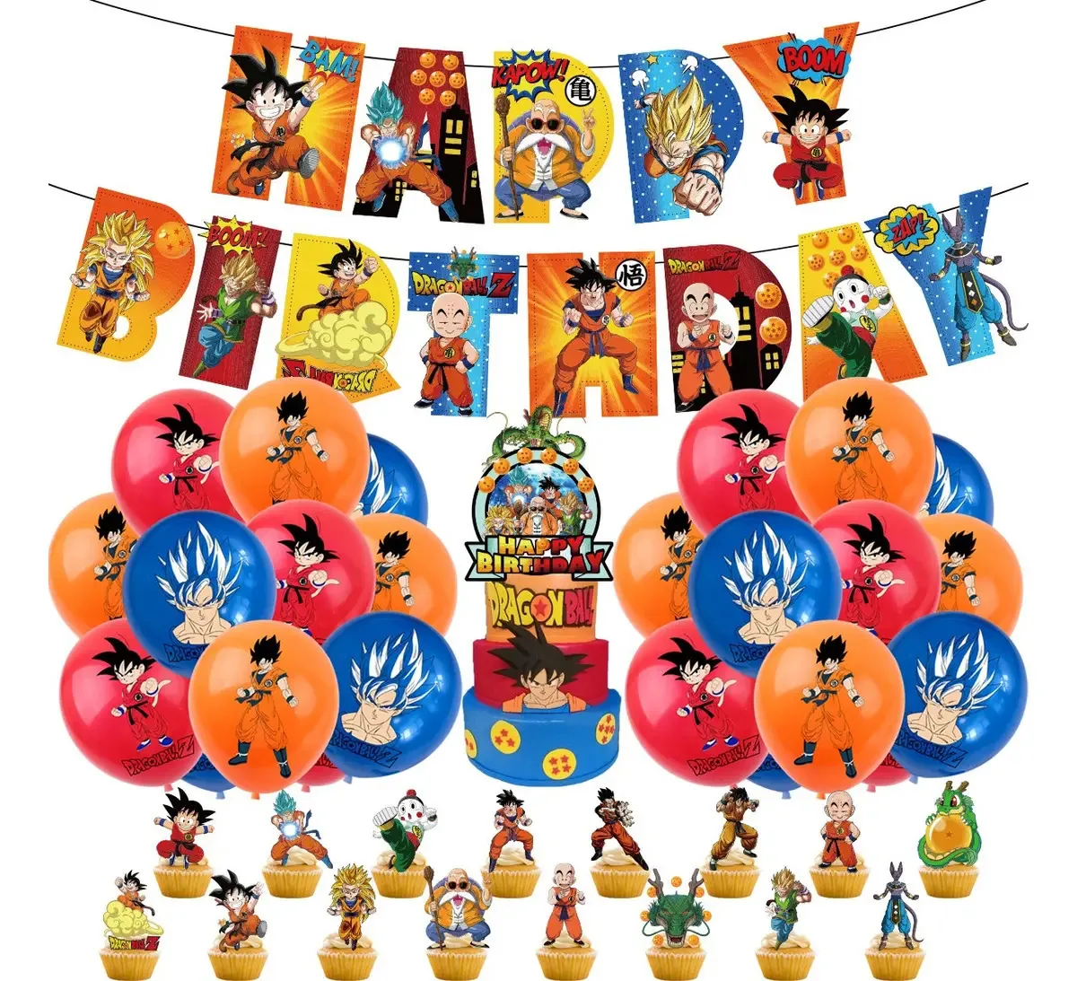 Conjunto de balões e decoração de festa Dragon Ball, 24 unidades
