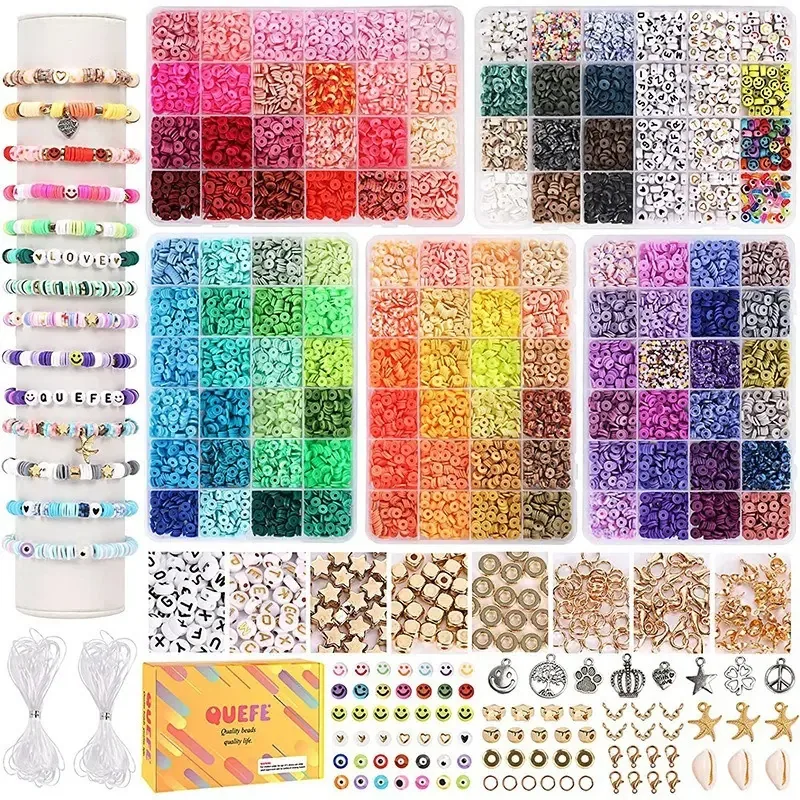 Conjunto de 10.800 Contas de Argila para Fazer Pulseiras Inclui Fio Tiannuofa