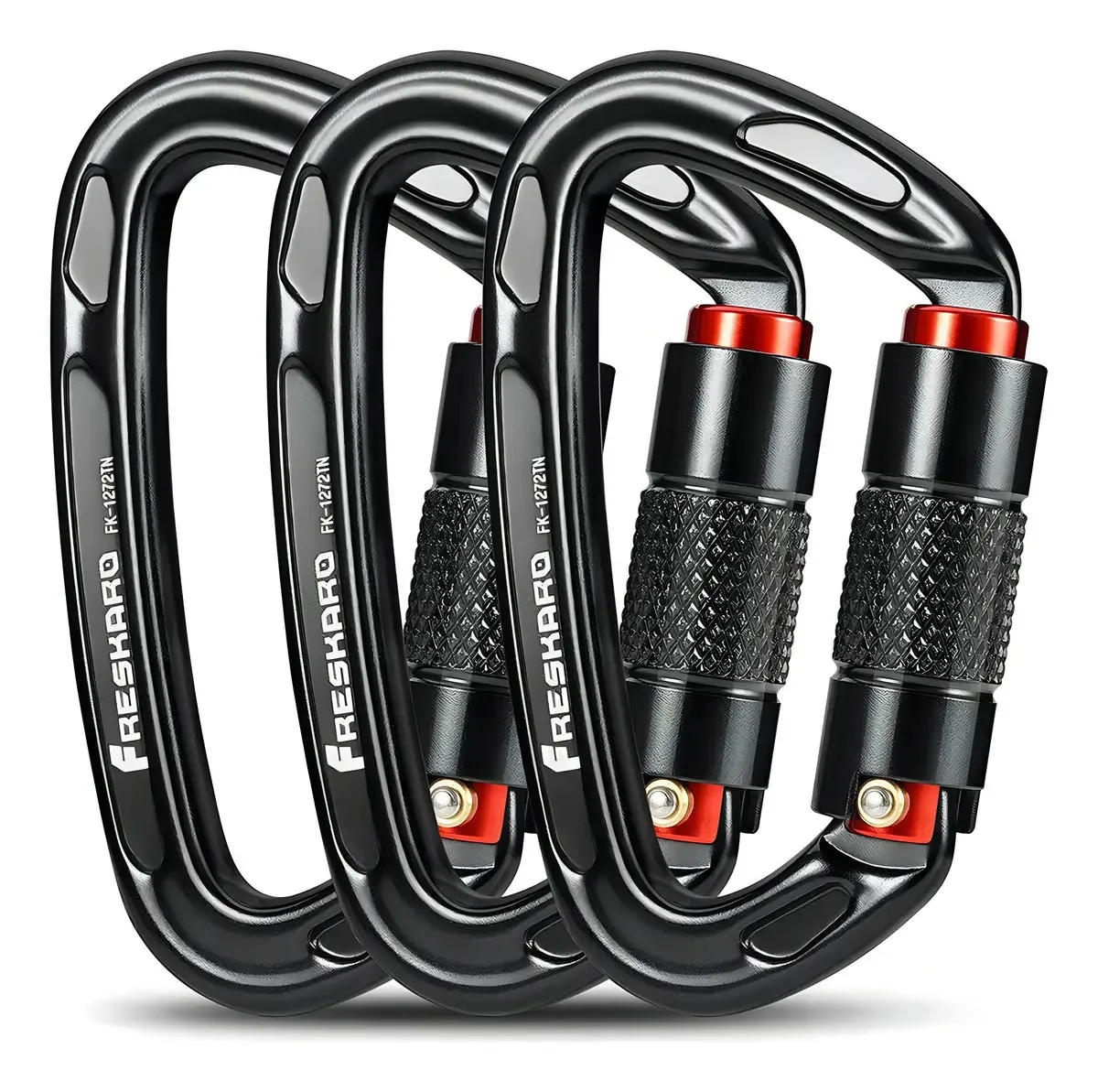 Pack 3 Mosquetões Freskaro para Escalada, com 25kN e Formato D