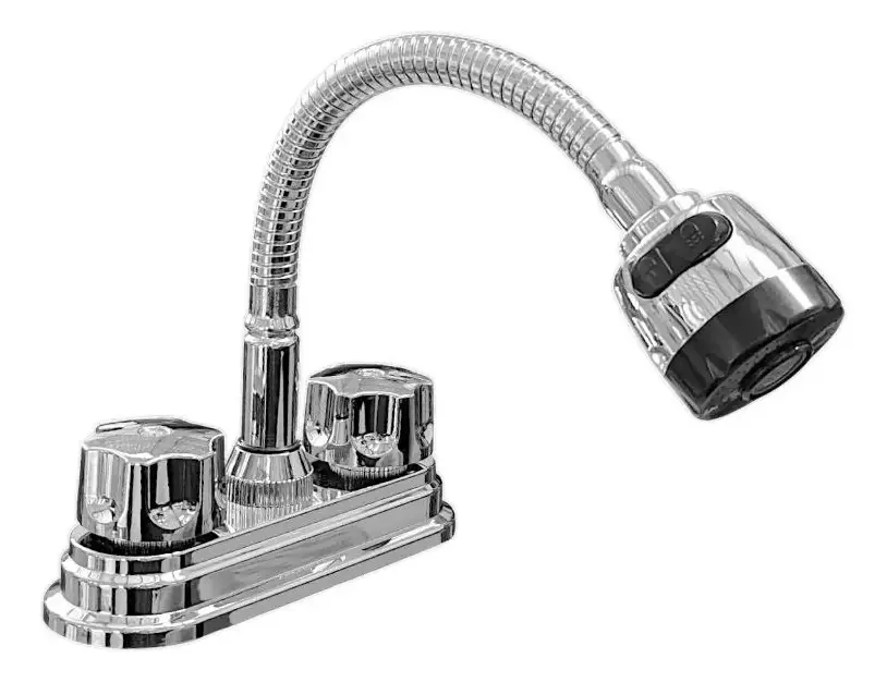 Misturador flexível em ABS cromado para lavatório de 4 polegadas. Encanamento, acabamento cromado, cor prata