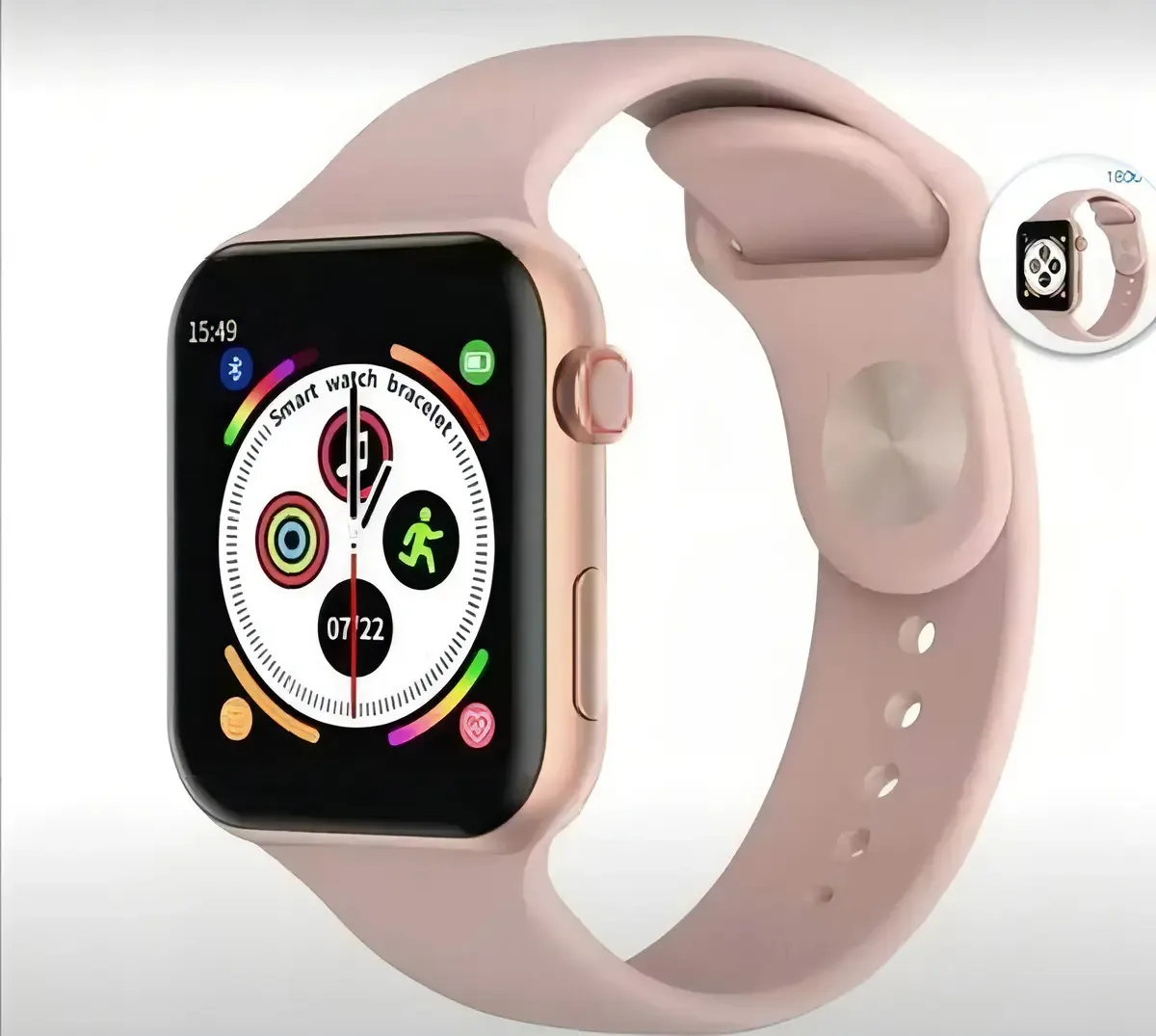 Smartwatch T500 com tela de toque Bluetooth Chamadas Podómetro Rosa