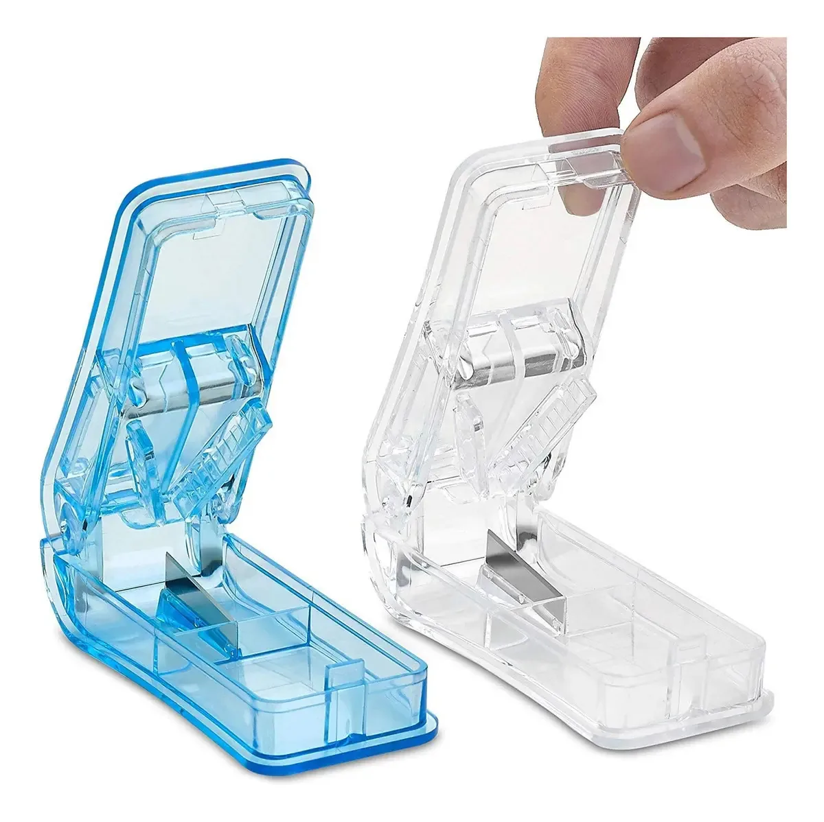 Divisores de comprimidos — (pacote com 2) cortadores de comprimidos V-Grip para pequenos e medicamentos — corta facilmente comprimidos, divisória | Cortador e triturador com estojo de comprimidos