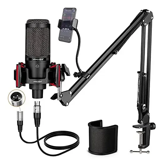 Microfone condensador XLR, microfone de gravação Estu