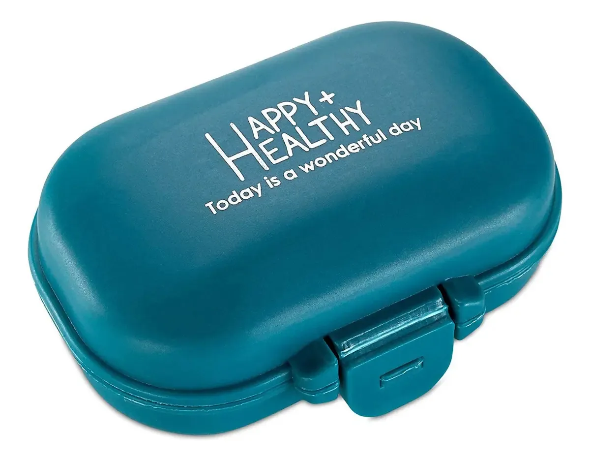 Caixa organizadora de comprimidos — Estojo para medicamentos de viagem com 4 compartimentos — Uma caixa organizadora de vitaminas para seu bolso ou bolsa