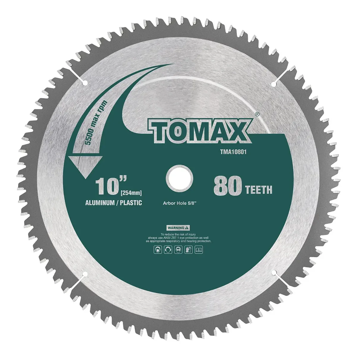 Disco de serra de 254 mm e 80 dentes para alumínio e produtos não ferrosos
