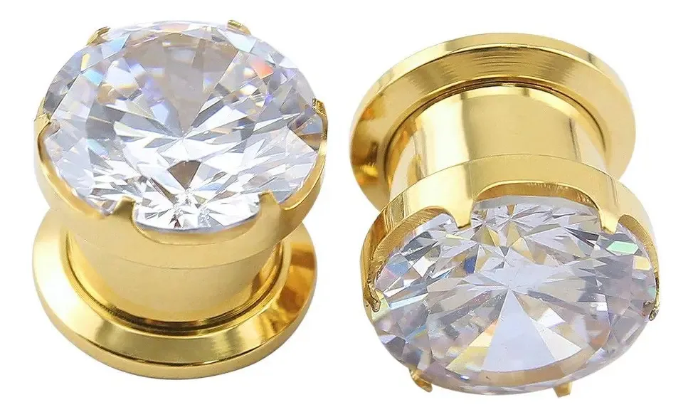 Túneis de zircônio cúbico Zs Precious, plugues de aço inoxidável