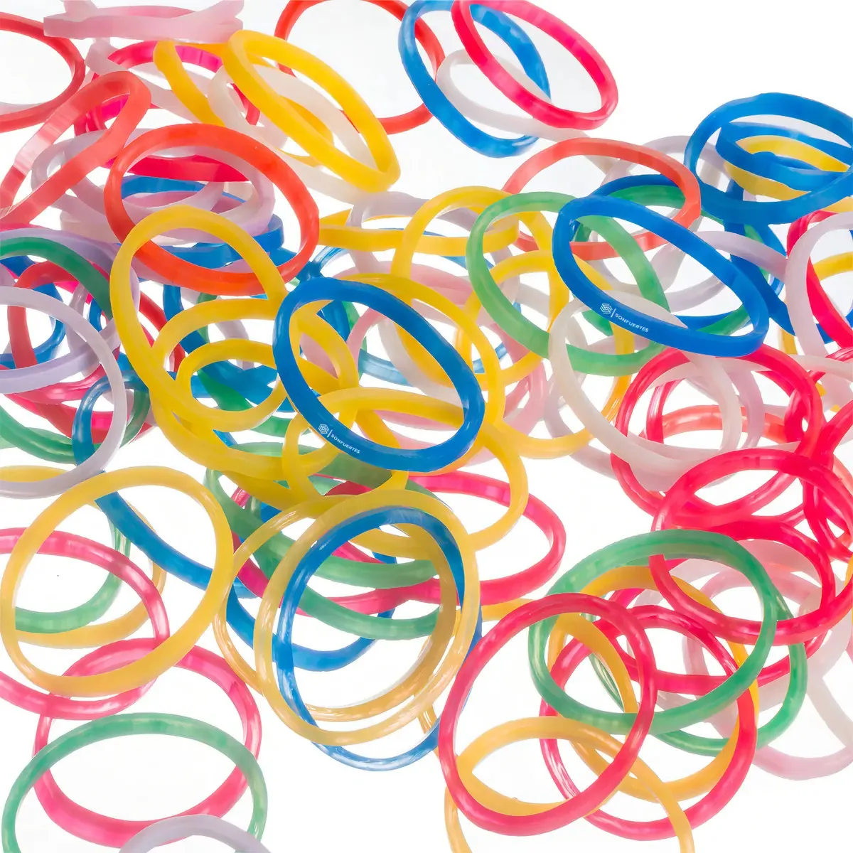 As faixas elásticas Color Girls são uma bolsa forte de 100 gramas, 100% látex, 25 mm de diâmetro, sem elasticidade, cores variadas