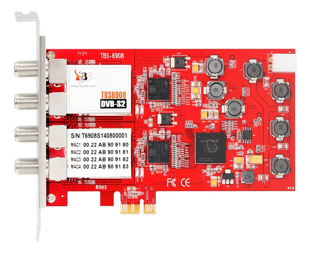Placa sintonizadora de TV Tbs DVB-S2 Professional Quad PCIe para receber transmissão especial com Acm, Vcm, fluxo de entrada múltipla, 16apsk, 32apsk
