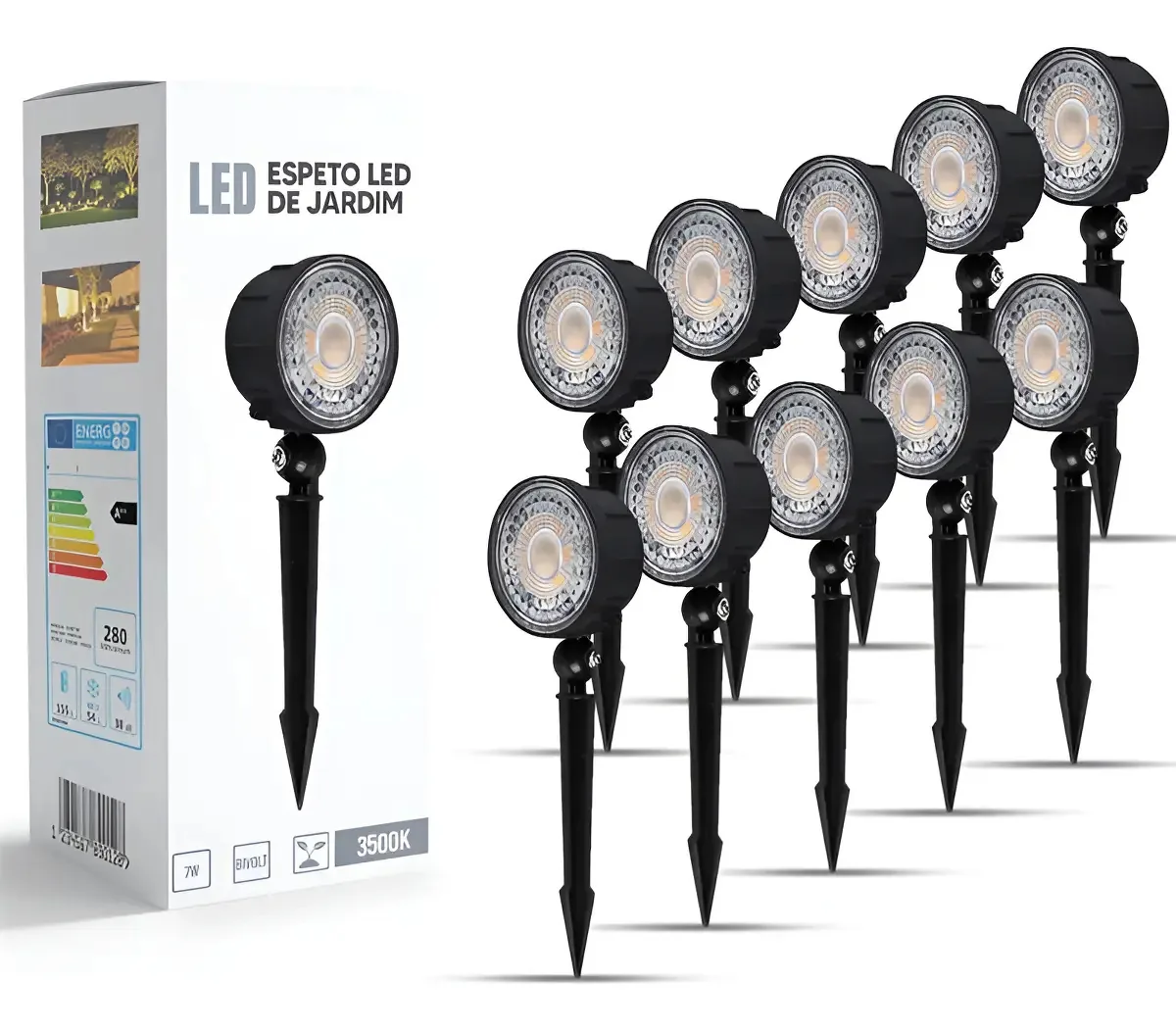 Refletor LED NETBUY Luminaria Jardim 003 Luminaria Jardim 7W com luz branco-quente kit x 10 unidades