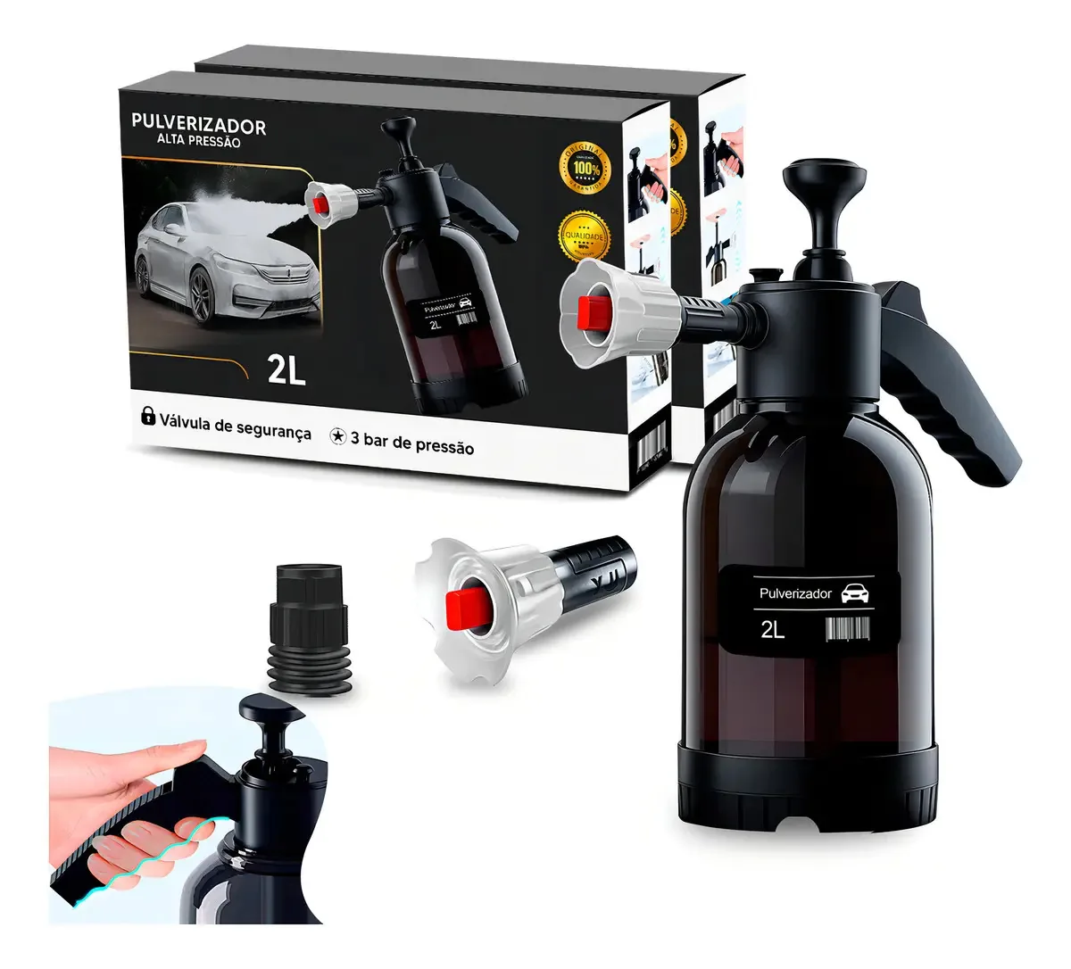 Pulverizador Manual Kreon 2L Pressurizado Limpeza Automotiva e Doméstica
