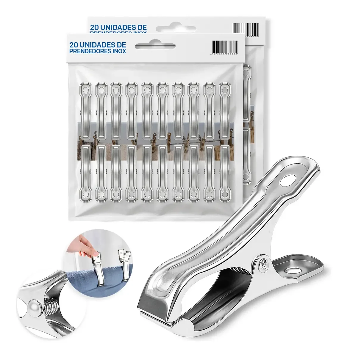 KIT 40 Prendedores Inox Resistentes Multifuncionais Com Qualidade Para Casa Roupas Cozinha e Organização Vankon