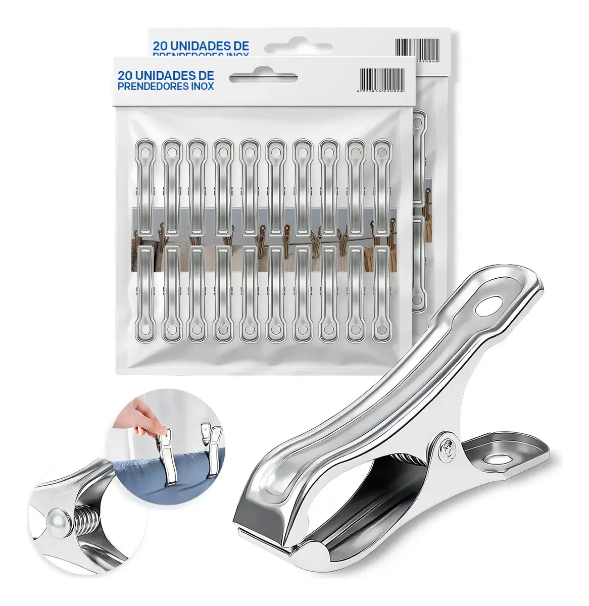 KIT 40 Prendedores Inox Resistentes Multifuncionais Com Qualidade Para Casa Roupas Cozinha e Organização Avery