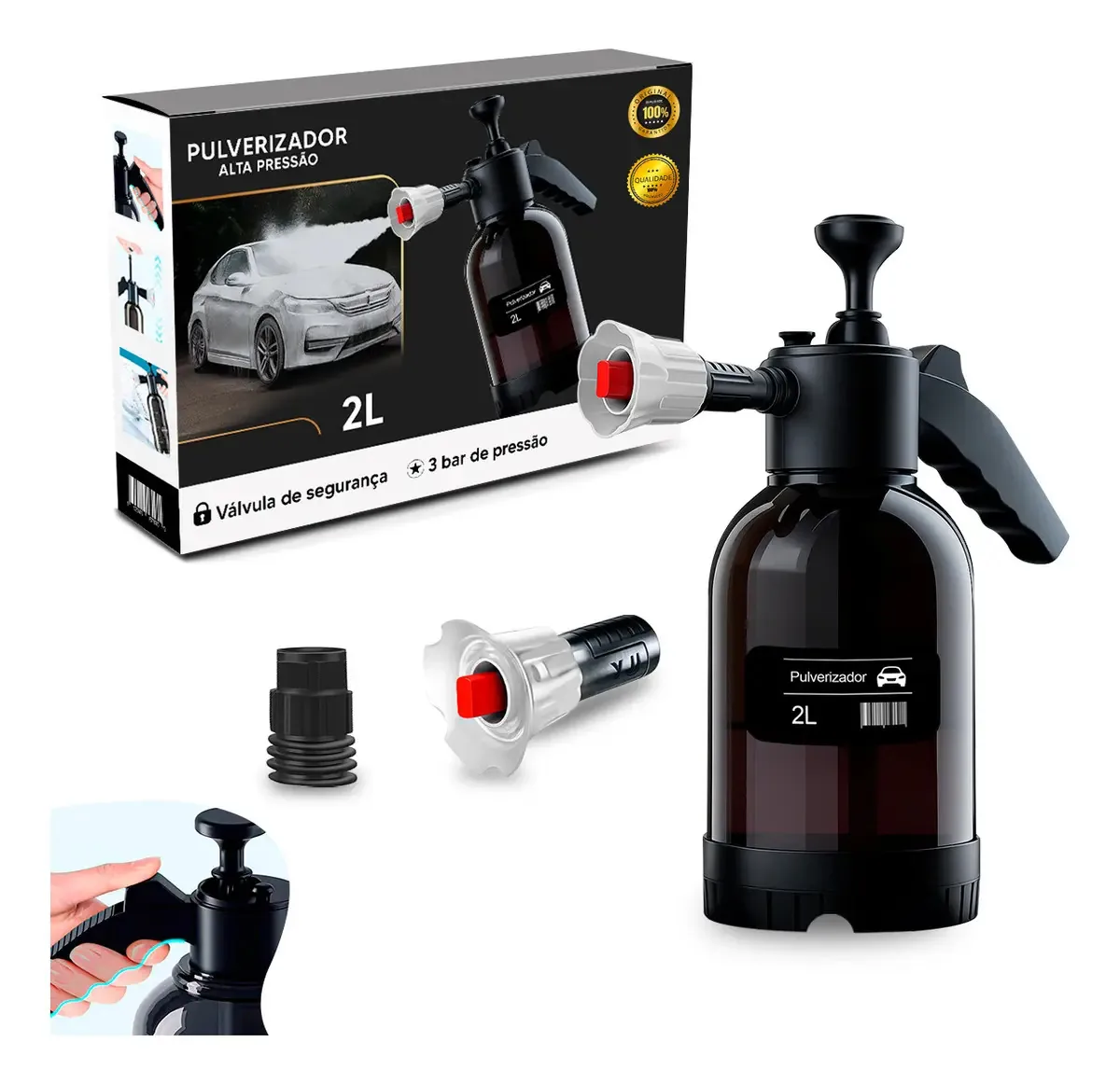 Pulverizador Manual FSL 2L Espuma de Neve Limpeza Automotiva e Doméstica