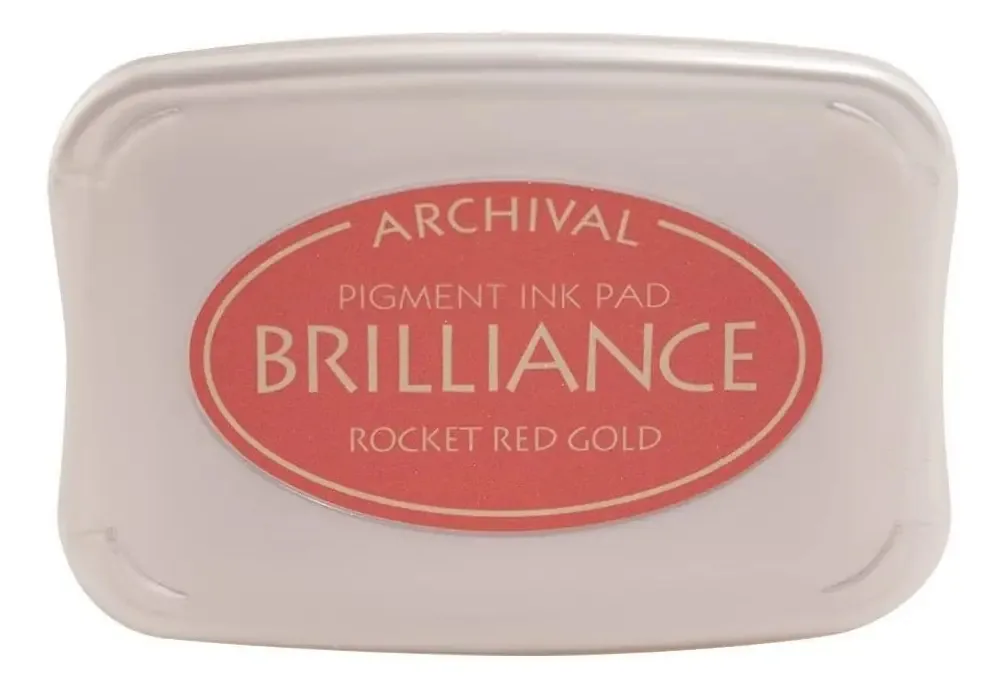 Almofada Tsukineko Brilliance de tamanho real, foguete, vermelha e dourada
