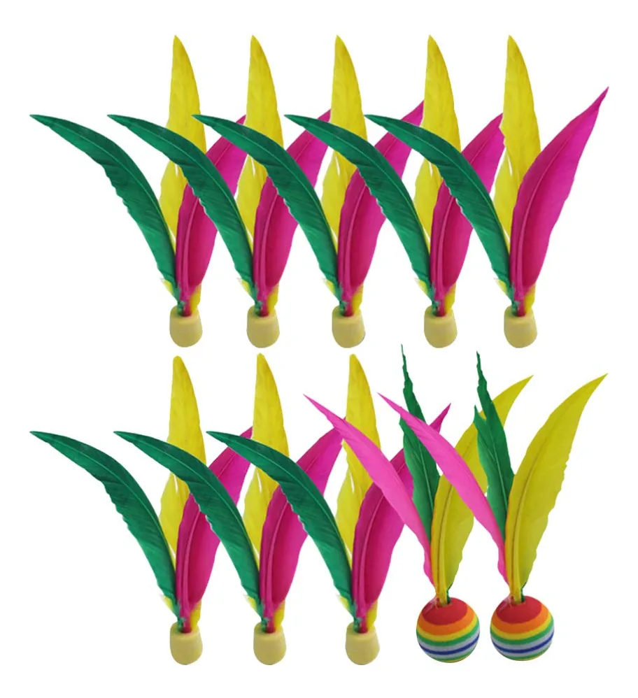 Conjunto de 10 Peças de Bola de Penas Lioobo Jogo de Raquete para Interior e Exterior Brinquedo de Badminton de Peteca para Crianças e Família